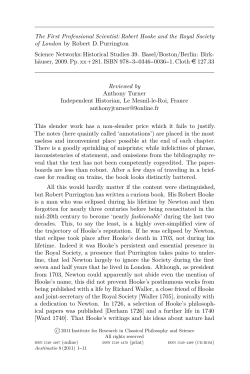 The First Professional Scientist: Robert Hooke and the