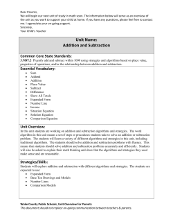 Addition and Subtraction