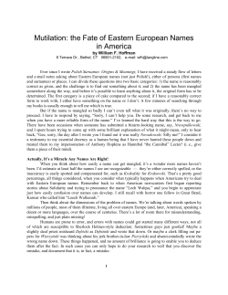 Mutilation: the Fate of Eastern European Names in America