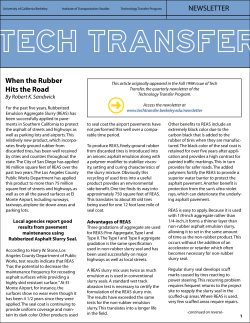 NEWSLETTER When the Rubber Hits the Road