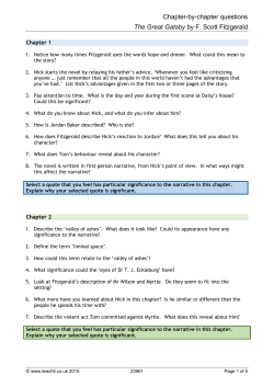 Chapter-by-chapter questions The Great Gatsby by F. Scott