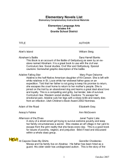 Elementary Novels List - The University of Utah