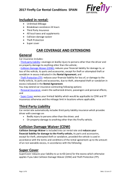 Included in rental: CAR COVERAGE AND EXTENSIONS General
