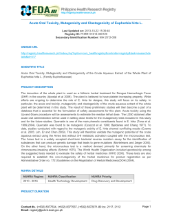 Acute Oral Toxicity, Mutagenicity and Clastogenicity of Euphorbia