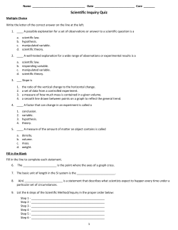 Scientific Inquiry Quiz