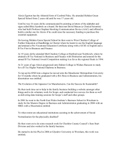 Alexis Egerton has the Athetoid form of Cerebral Palsy