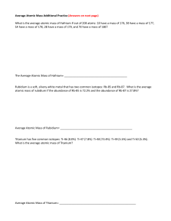Average Atomic Mass Additional Practice