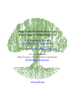 Help Guide for PastPerfect Users Converting to Nomenclature 3.0