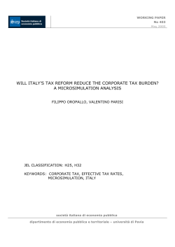 WILL ITALY`S TAX REFORM REDUCE THE CORPORATE TAX