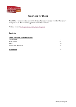 Repertoire for Choirs - Shakespeare Birthplace Trust