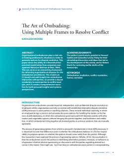 The Art of Ombudsing: Using Multiple Frames to Resolve Conflict