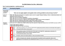 Developing Algebra `How can we apply algebra and graphs when