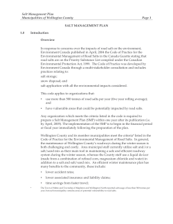 Salt Management Plan - Township of Wellington North