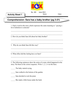 Comprehension- Sara has a baby brother (pg 3-21)