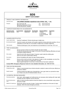 SAFETY DATA SHEET CHLORINE DIOXIDE AQUEOUS SOLUTION
