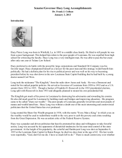 Huey Long Accomplishments - Dr. Francisco J. Collazo