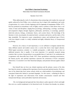 Ken Wilber`s Spectrum Psychology: Observations from