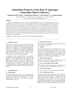 Antioxidant Property of the Root of Asparagus Gonoclados Baker