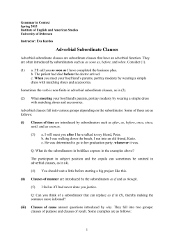 Adverbial Subordinate Clauses