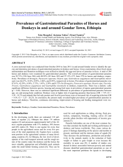 Prevalence of Gastrointestinal Parasites of Horses and Donkeys in