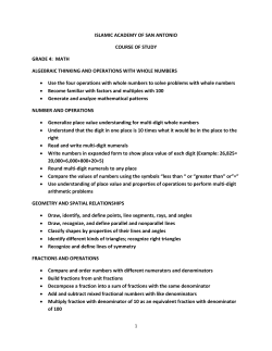 ISLAMIC ACADEMY OF SAN ANTONIO COURSE OF STUDY