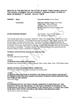 01/08/16 - Ottery St Mary Town Council