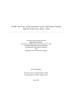The Price of Life and Honor in the 1834 North Carolina Supreme