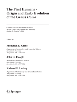 The First Humans - Origin and Early Evolution of the Genus Homo