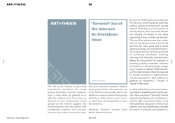 Anti-Thesis: `Terrorist` Use of the Internet: An Overblown Issue