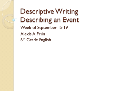 Descriptive Writing Describing an Event