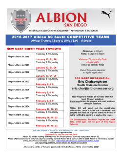 2016-2017 Albion SC South COMPETITIVE TEAMS Eric