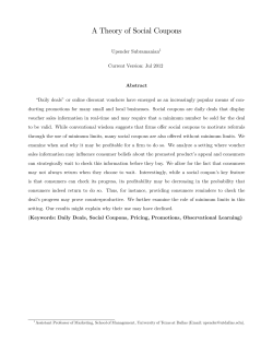 A Theory of Social Coupons - The University of Chicago Booth
