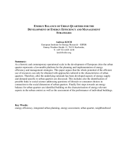 Energy Balance of Urban Quarters for the Development of Energy