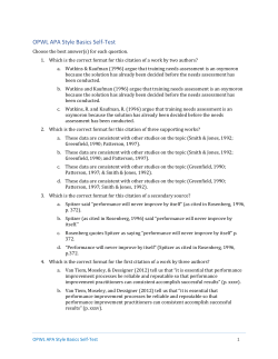 OPWL APA Style Basics Self-Test