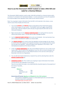 How to use the Chemwatch CREDO module to make a Mini SDS