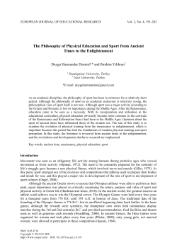 The Philosophy of Physical Education and Sport from Ancient Times