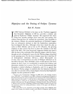 Hippolytus and the Dating of Oedipus Tyrannus