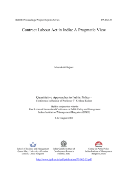 Contract Labour Act in India: A Pragmatic View