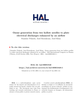 Ozone generation from two hollow needles to plate electrical