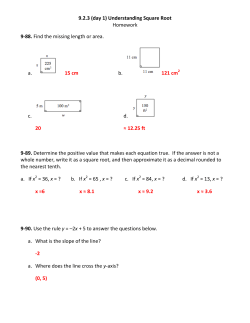 9.2.3 (day 1) Understanding Square Root Homework 9
