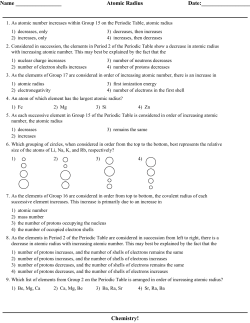 Atomic Radius Date: Chemistry!
