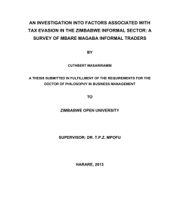 MASARIRAMBI CUTHBERT - Zimbabwe Open University