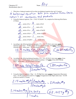 Stoichiometry Quiz 1 Practice Quiz Answer Key.jnt