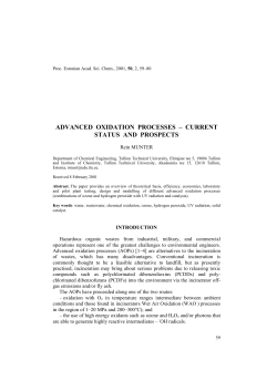 advanced oxidation processes – current status and prospects