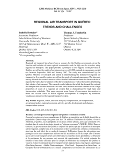 Regional Air Transport in Québec - Canadian Journal of Regional