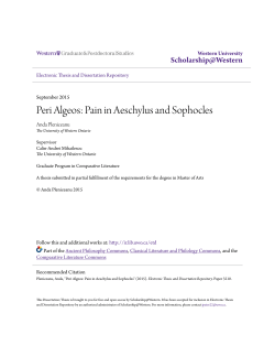 Peri Algeos: Pain in Aeschylus and Sophocles