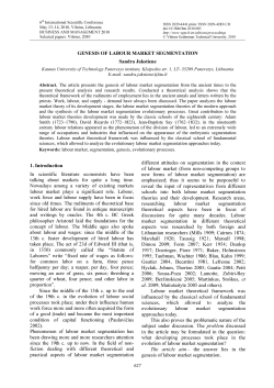 GENESIS OF LABOUR MARKET SEGMENTATION Sandra