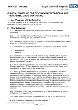 Gentamicin prescription and therapeutic drug monitoring guideline