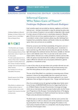 Informal Carers: Who Takes Care of Them?