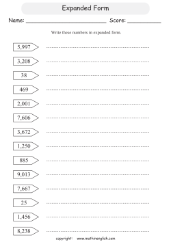 Expanded Form - Math in English
